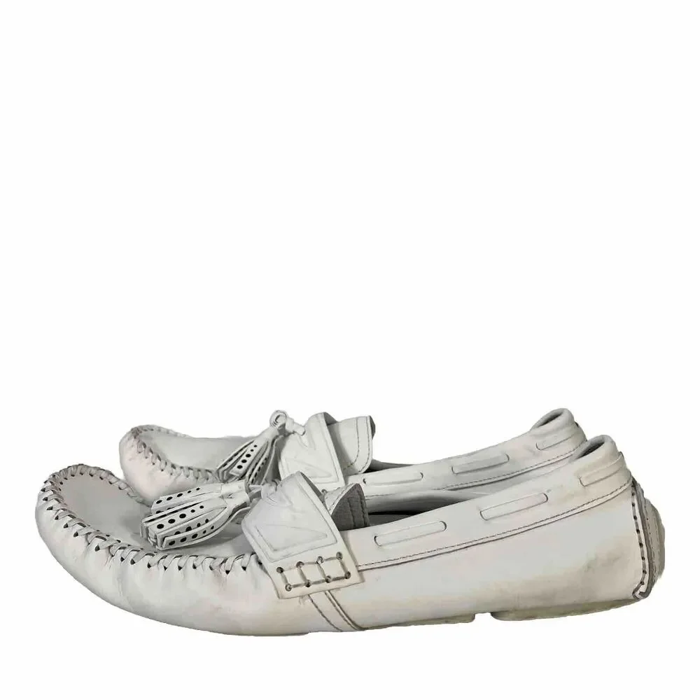 Jimmy Choo Men's White Leather Tassel Loafers - 45/ US 12 - Picture 5 of 8